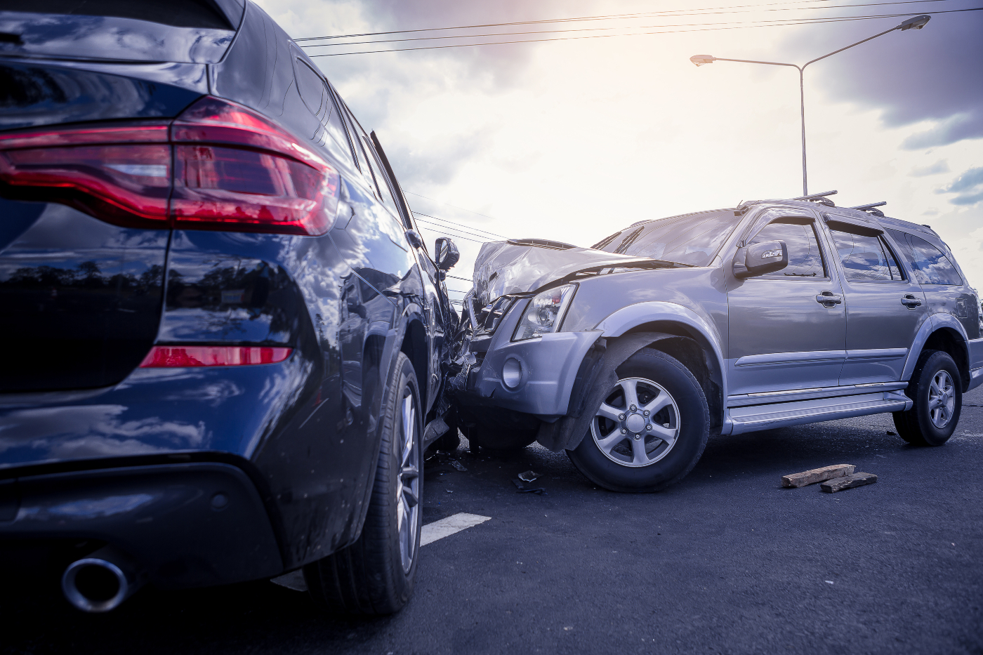 car accident. SUV crashing into another SUV